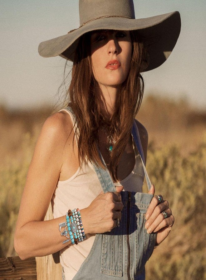 Sistble Cowgirl Bracelets for Women Girls, Cowgirl Jewelry Western Gifts for Women Cow Girl Accessories Bead Bracelet Stackable Turquoise Boot Western Outfit Party Birthday Halloween Christmas Jewelry - Image 4